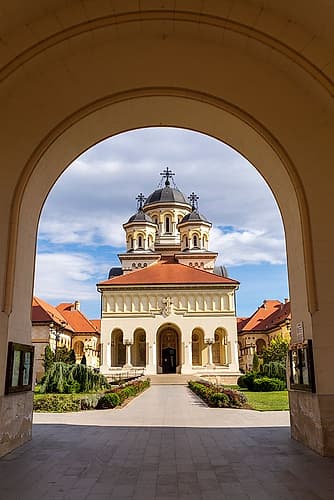 Romania, Alba Iulia. St. Michaels Cathedral, the oldest and the longest cathedral in Romania. Art Print